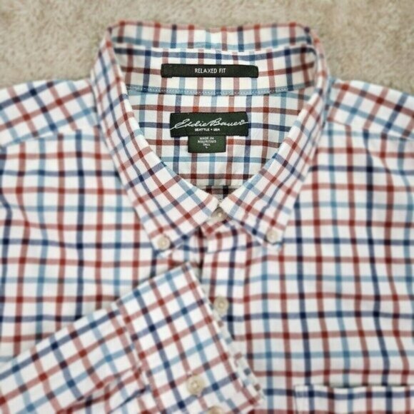Eddie Bauer Other - Eddie Bauer Button-Down Shirt Plaid Checkered Long Sleeve Mens Size L Tall Man